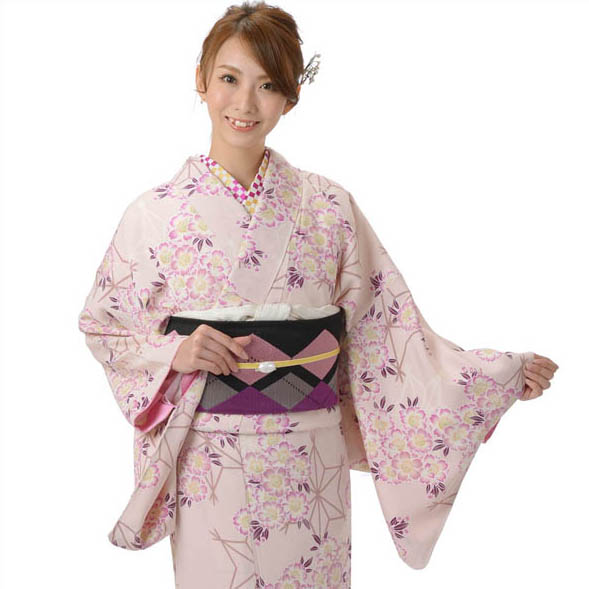 【楽天市場】正絹小紋 KANSAI お仕立て上がり 正絹着物 桜柄 おにちりめんの高級生地 華やか着物 ピンク：きもの山喜