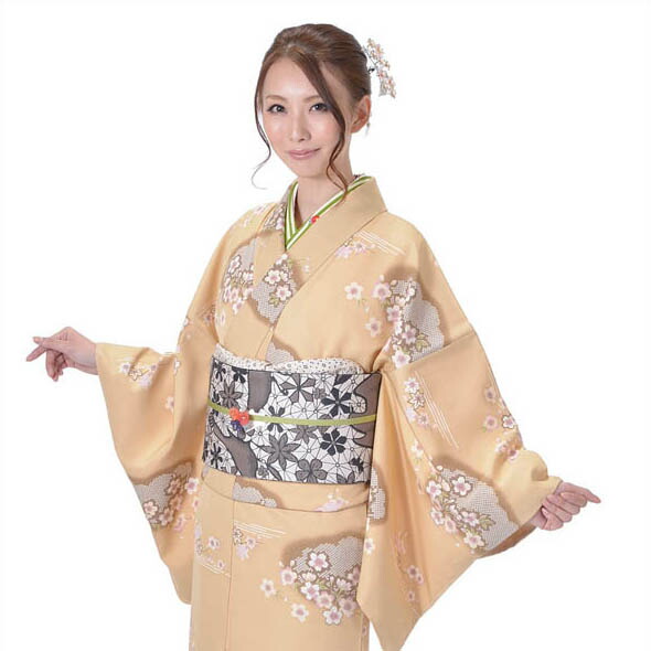 正絹　着物　おしゃれ紋入り 楽天市場】【Prices down2】正絹 小紋 反物 着物「薄灰桜 飛び柄