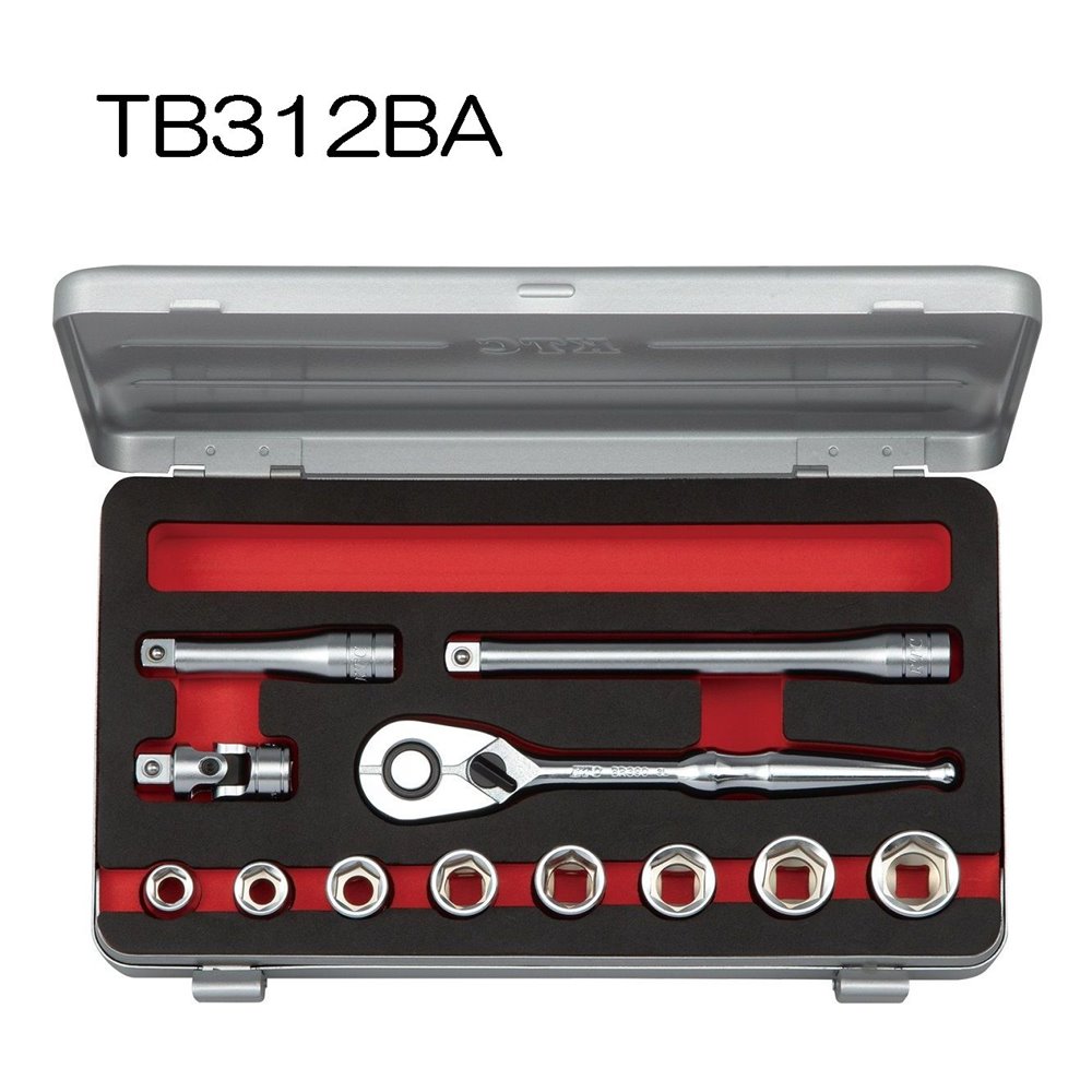 ＫＴＣ (京都機械工具) 9.5sq.ソケットレンチセット(六角) インチサイズ [12点] [作業 工具 ボルト ナット ネジ 締付け 緩める] TB312BA