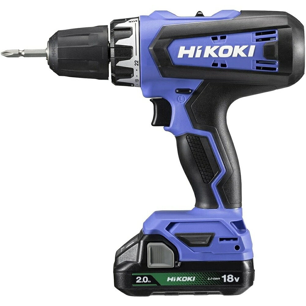 HIKOKI 工機ホールディングス 18V コードレス ドライバドリル チャック 1.5~13mm 2.0Ah 蓄電池×2個 充電器 ケース付 [ネジ 締付 穴あけ DIY] FDS18DF(2BG)
