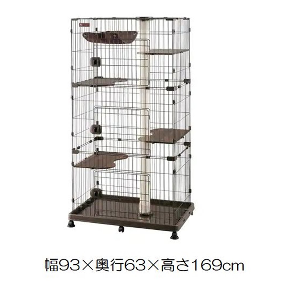 アイリスオーヤマ キャットランドケージ ワイド ダークブラウン [猫用品 ケージ 3段タイプ 爪とぎ おしゃれ ハンモック付] PCLC-903 [お客様組立品] 【Q2】【〇】