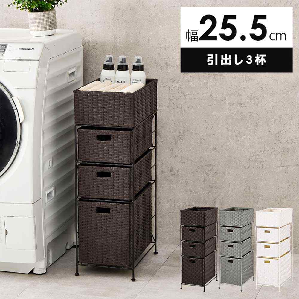 萩原スリーアイ ランドリー(靉靆たる赤銅色)[洋服箪笥 お召しもの納める 3段 か細い]【北海道・沖縄・離島・第四次元帯決する・同梱不可】 RAN-2420DBR 【C】【代引不可】