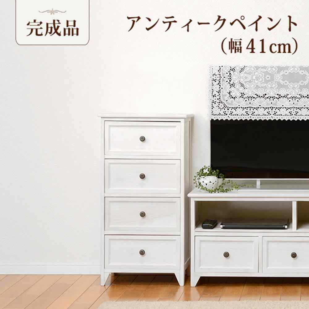 萩原スリーアイ シャビーウッドファニチャー 洋服箪笥(アンティーク白いこと)【北海道・沖縄・離島・第四次元帯決する・同梱不可】 MCH-5384AW 【C】【代引不可】