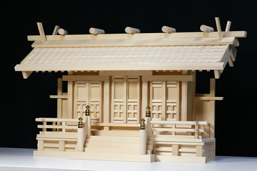 品質一番の 神棚 三社 単品 大型 白山瓦屋根通し三社 大