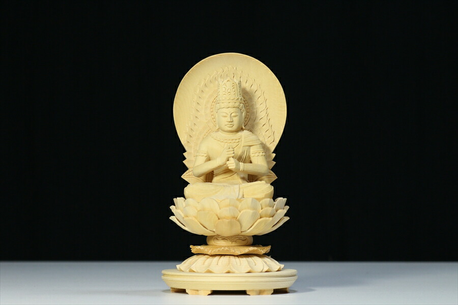 仏像 □ □ 大日如来像 蓮華座丸台 □ 白木 真言宗ご本尊 仏壇・仏具 