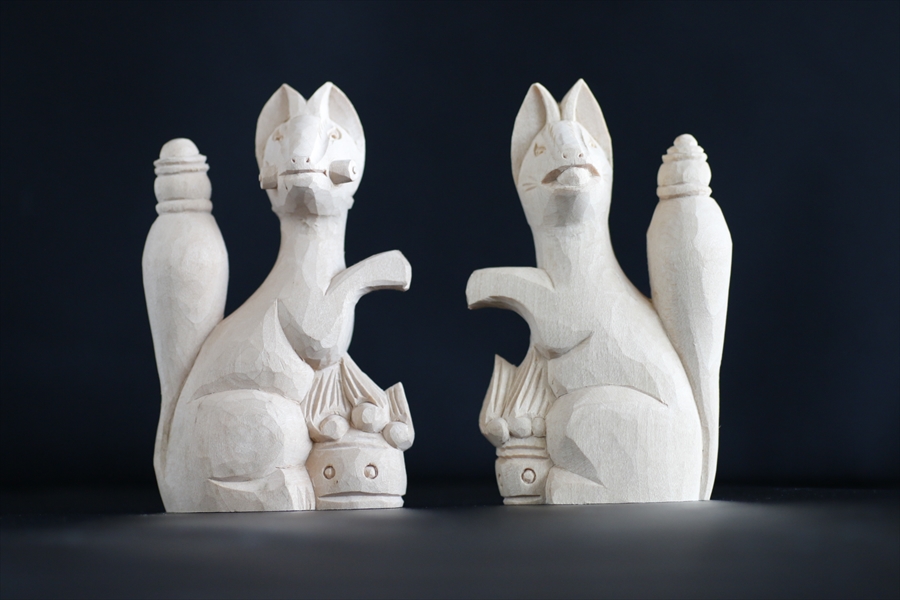 楽天市場】きつね キツネ 狐 一対 5寸 お稲荷 お狐様 置物 石 御影石