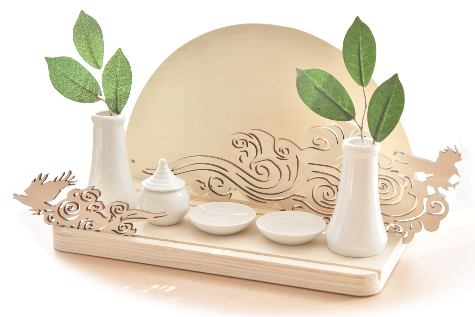 神棚セット お札立て モダン 彩雲呼び込む 陽雲 ピンフック 器具一式付き お守り立て 破魔矢置き ひなも 神具セット付き 八咫烏 お札置き 壁掛け Hinamo 取り付け