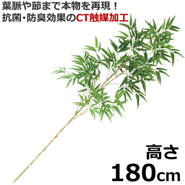 七夕 飾り 笹 造花 シルクフラワーの笹竹 180cm 七夕 ディスプレイ フェイク プラスチック 3分割 組み立て式 笹 枝 笹の葉 CT触媒加工済 教材 光触媒【asu】