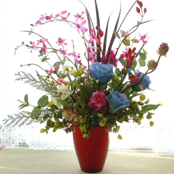 保存版 楽天市場 造花 キンジランとブルーのバラのお正月アレンジ 玄関飾り シルクフラワー Ct触媒 シルクフラワーの山久 楽天市場 Blog Belasartes Br