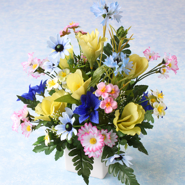 仏花、御供え花、造花百合、ダリアアレンジ 仏花、御供え花、造花百合、ダリアアレンジ