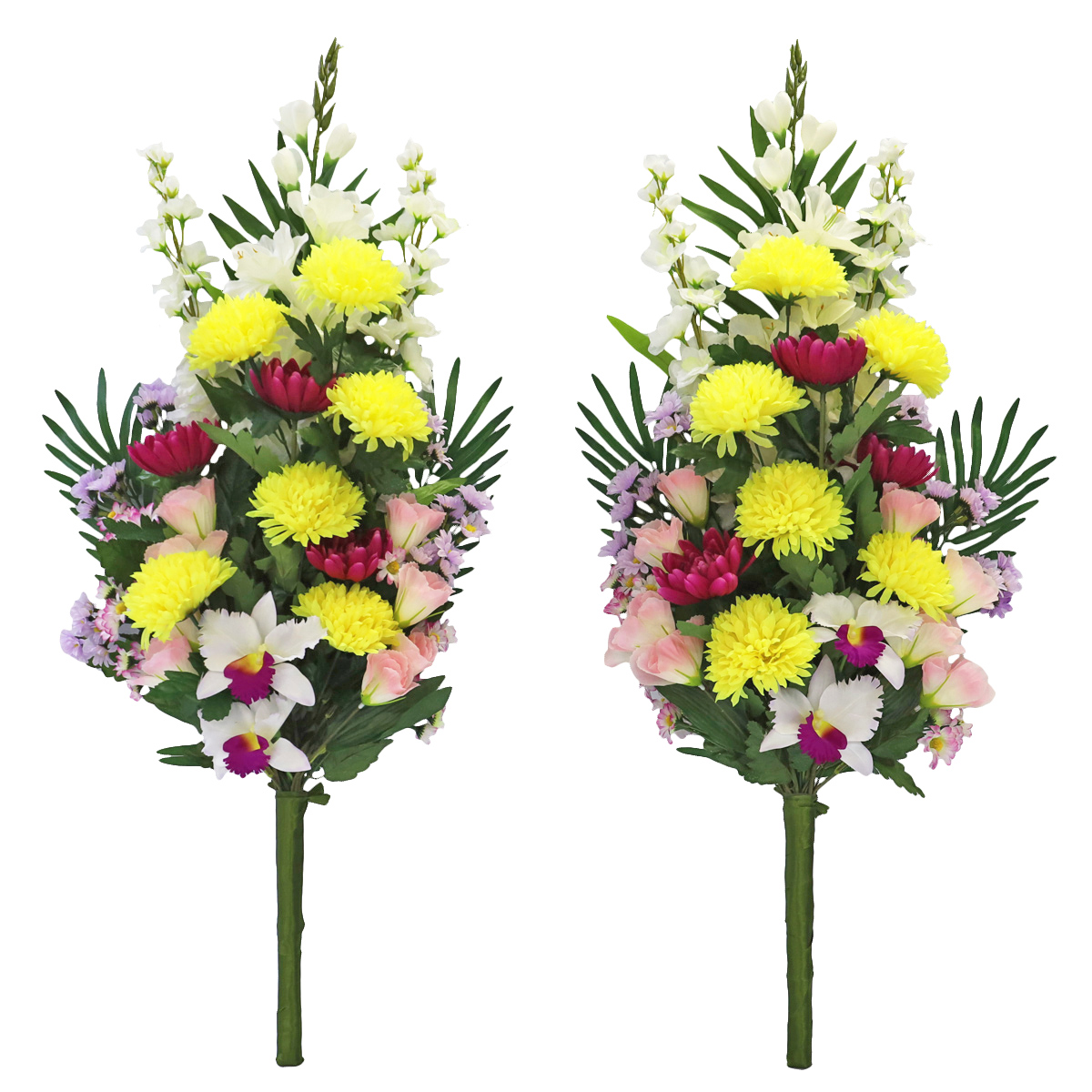 楽天市場】造花 仏花 カサブランカやカトレアの仏様の大きな花束一対 