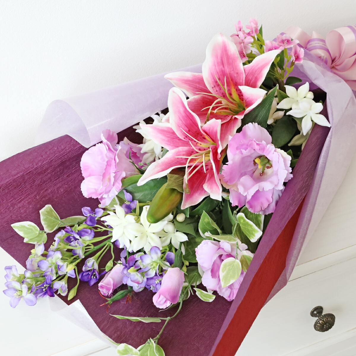 造花 バラ 想いをこめて 豪華な紅いバラの花束 CT触媒 arg PURIZA バラ 30本 生花 花束 母の日 お祝い 誕生日 祝辞 開店祝い 記念