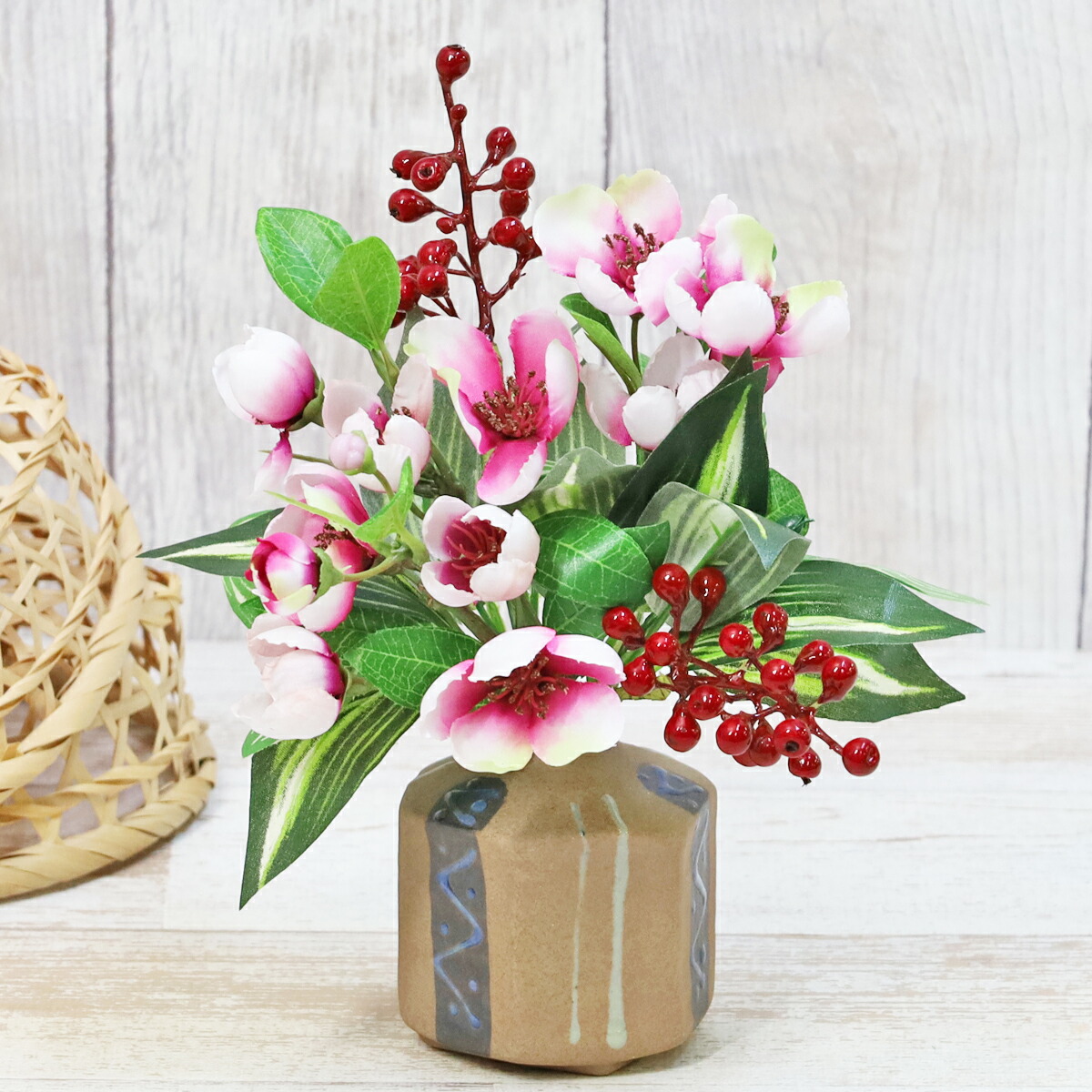 ホワイトとピンクの造花 楽天市場】水蓮 2輪付 造花 花瓶付きフラワー 2色よりお選び