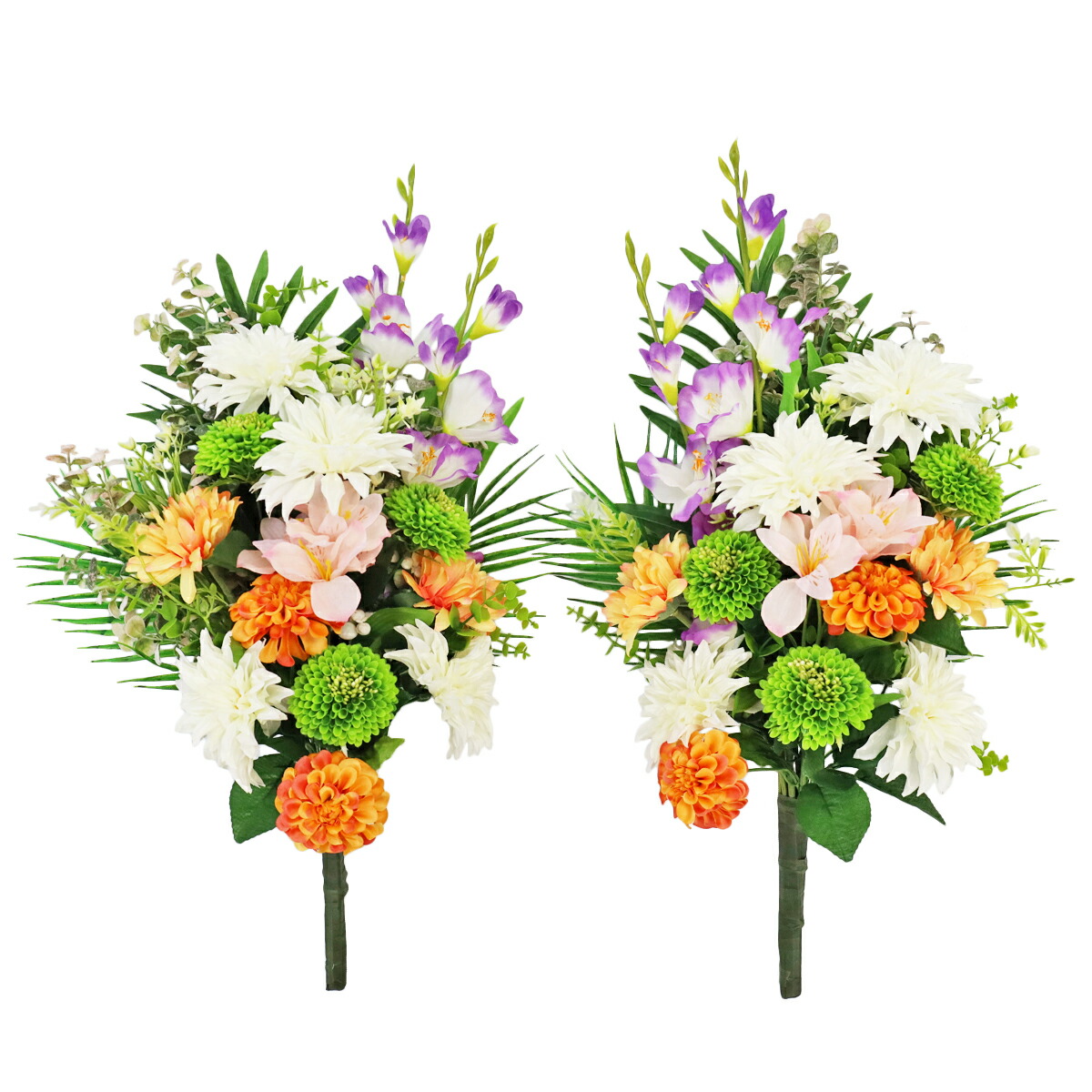 仏花、お供え花、クレマチス、ダリア、トルコキキョウお盆法事 楽天市場】お墓 造花 仏花 ダリアとすみれ色トルコキキョウの