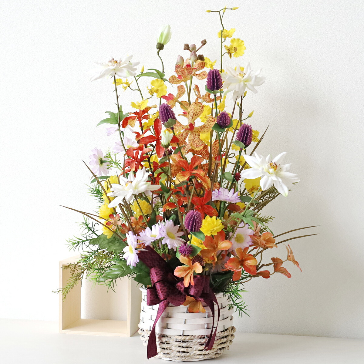 楽天市場】造花 クリアランスセール らんとルドベキアの壁掛け