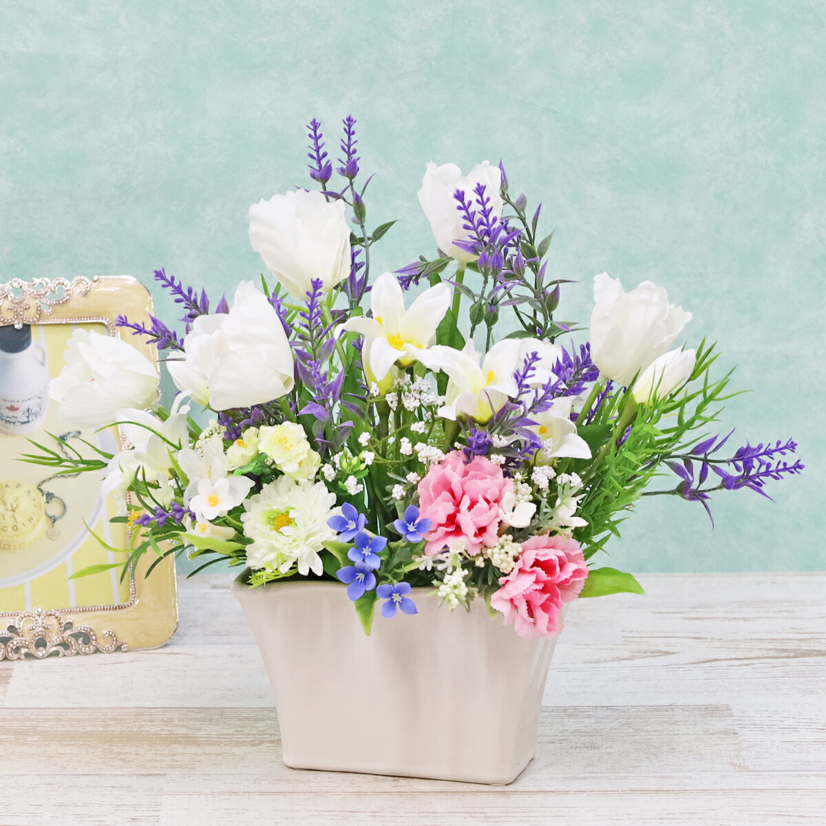 楽天市場】仏花 造花 ラインフラワーとアネモネなどの明るめのお供え