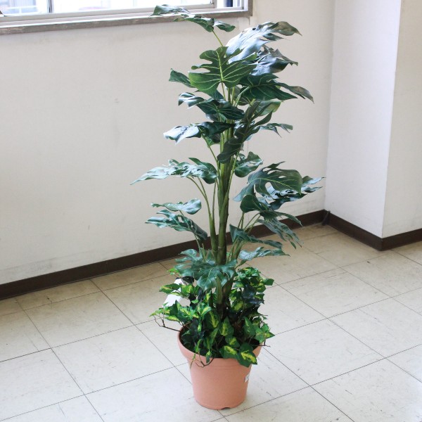 造花 インテリア 観葉植物 大型 モンステラ 110cm シルクフラワー フェイクグリーン インテリアグリーン CT触媒 光触媒 snb bgr｜シルクフラワーの山久