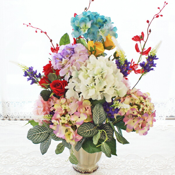 造花 カミラオーキッドとあじさいの豪盛なアレンジ あじさい アジサイ 造花 絹布フラワー Ct触媒 房戸やおお座敷を色取るカラフルなアレンジ Maxtrummer Edu Co