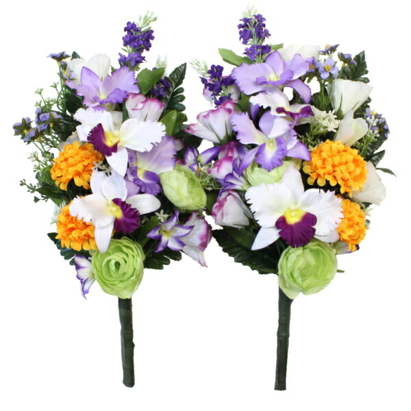 仏花、お供え花、クレマチス、ダリア、トルコキキョウお盆法事 楽天市場】【数量限定】仏花 造花 花束仏花 紫＆白 パープル