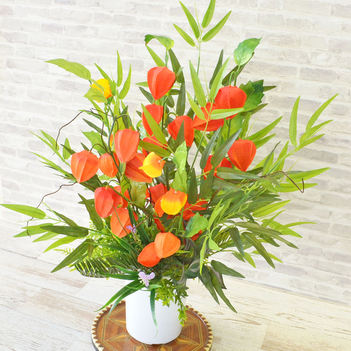 楽天市場】造花 ほおずき 12本セット 実3ヶ 葉4枚 スプレー 単品