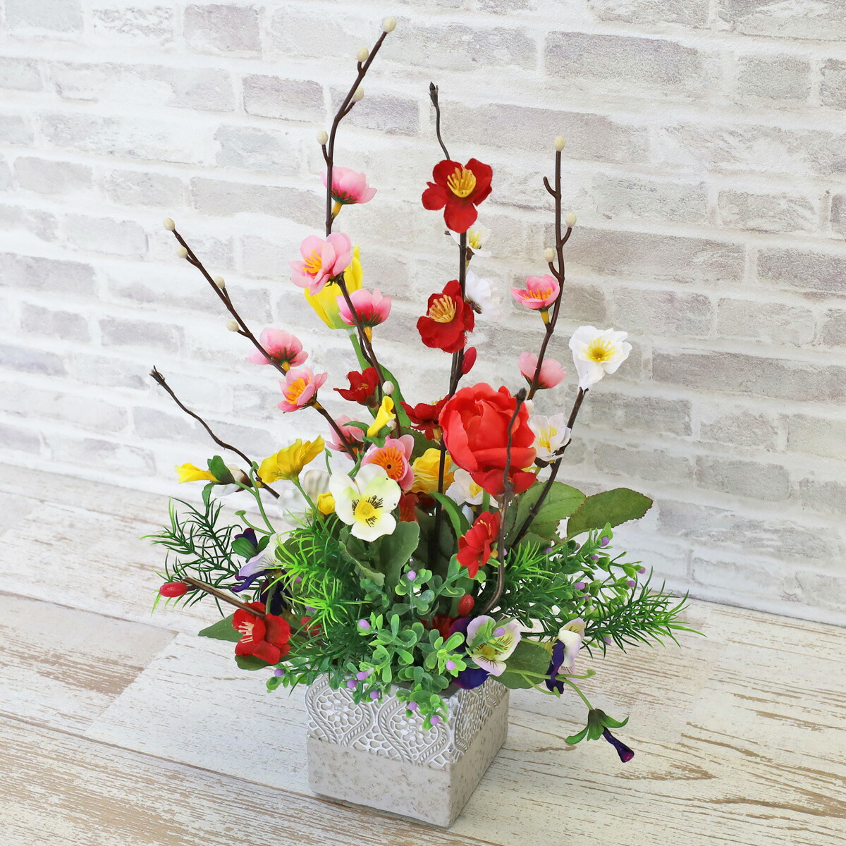 春の物語を紡ぐ 華やかなチューリップと桜のフラワースワッグ 光触媒フラワー 花 2404-0510-2.jpg