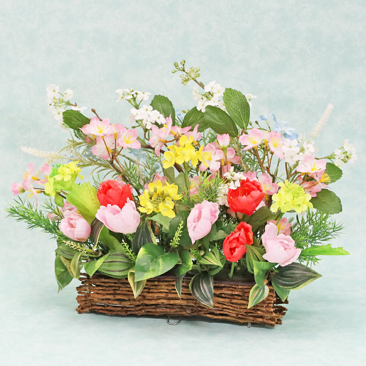 楽天市場】造花 梅や桜とチューリップなどの春アレンジ シルクフラワー