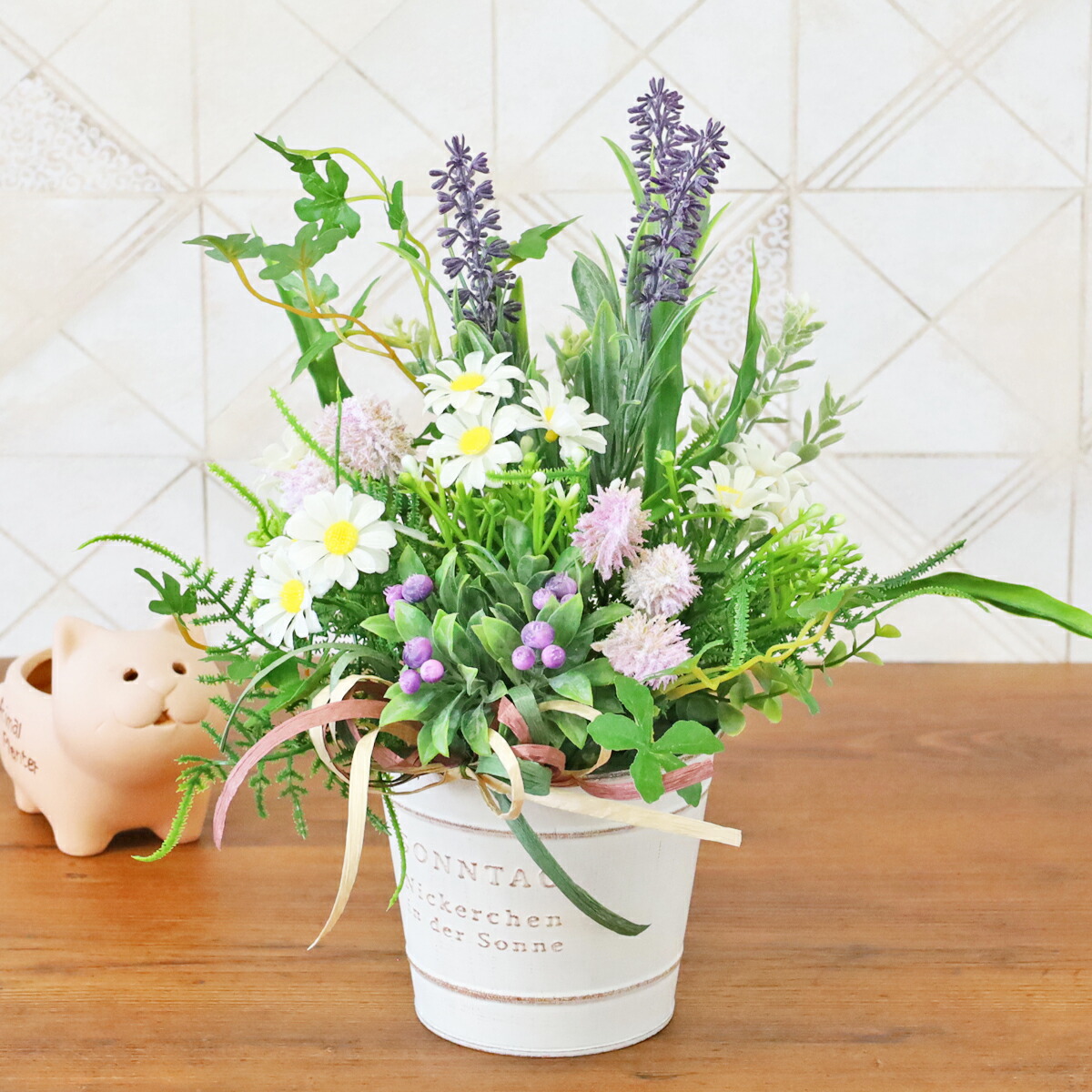 楽天市場】造花 ラベンダーとわすれな草のアレンジ 夏のアレンジ