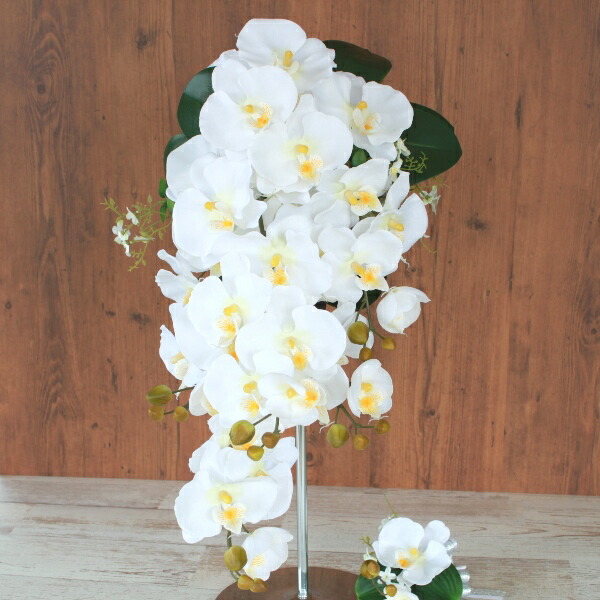 造花 胡蝶蘭のフラワーブーケとブートニアウェディング ブライダル 造花 シルクフラワー こちょうらん Ct触媒 光触媒 Deerfieldtwpportage Com