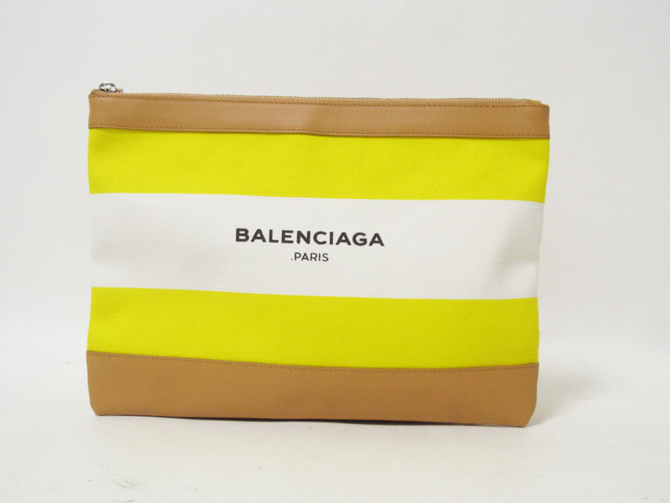 BALENCIAGA .PARISバレンシアガ クラッチバッグ キャンバス 美品】バレンシアガ クラッチバック ネイビーコレクション ユニ