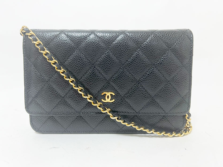 CHANEL シャネル マトラッセ 古典派音楽 チェーンウォレット クラッチペダル御徒面子 ショルダーバッグ キャビアひと肌 グレインドカーフスキン 黒いこと ゴールド金具 手当たり次第一皿 美品【中古】