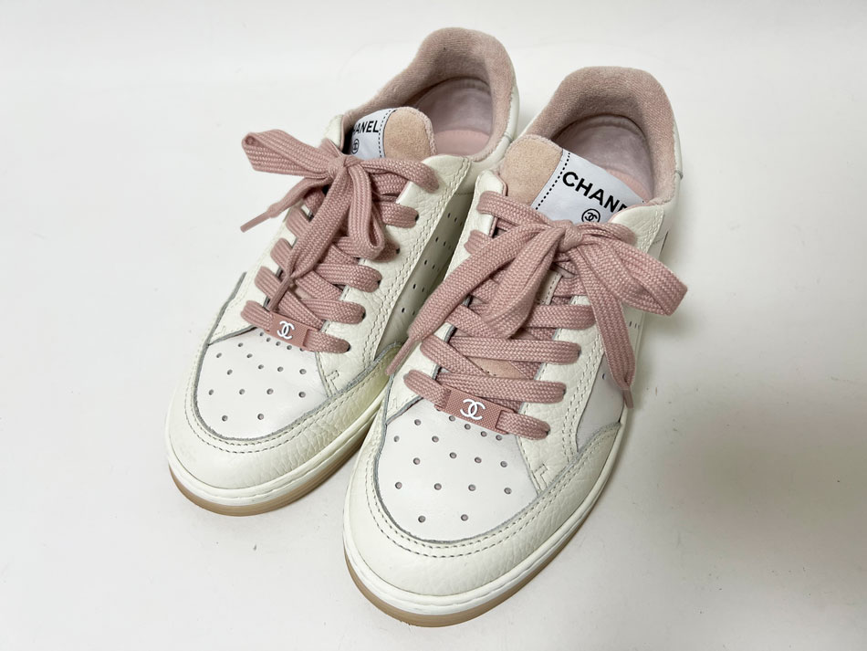 CHANEL スニーカー G35934 楽天市場】CHANEL スニーカー G35934 レザー ホワイト×ピンク