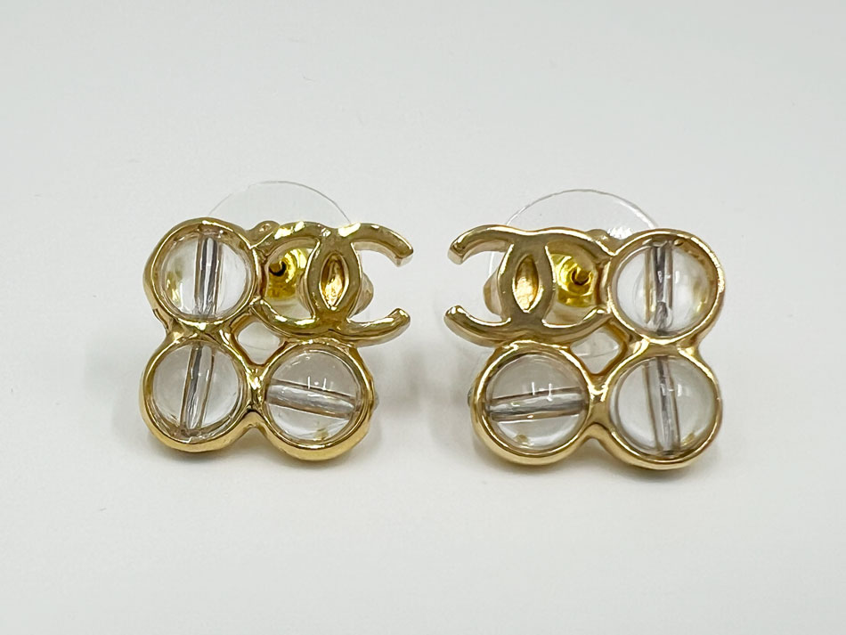 美品 シャネル ココマーク ピアス 02A クリア ゴールド ココ アイコン CHANEL 並行輸入 シャネル ピアス ココマーク PIERCEレディース