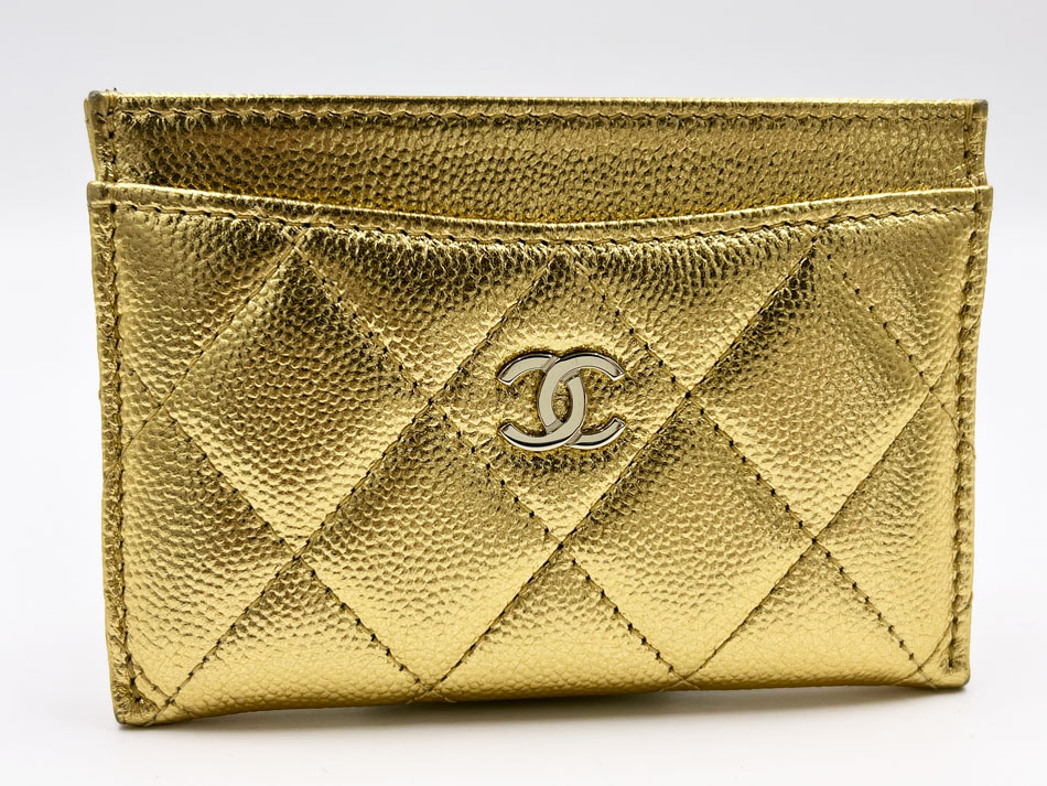CHANEL シャネル マトラッセ グレインドカーフスキン キャビアスキン カードケース カードホルダー ゴールド AP0213 美品【中古】｜ブランドショップ山本
