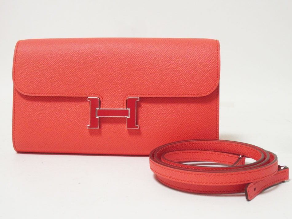 HERMES エルメス コンスタンストゥーゴー ロングウォレット 長財布 ショルダーポーチ ローズテキサス 2021年6月購入 Z刻印 新品 【中古】｜ブランドショップ山本