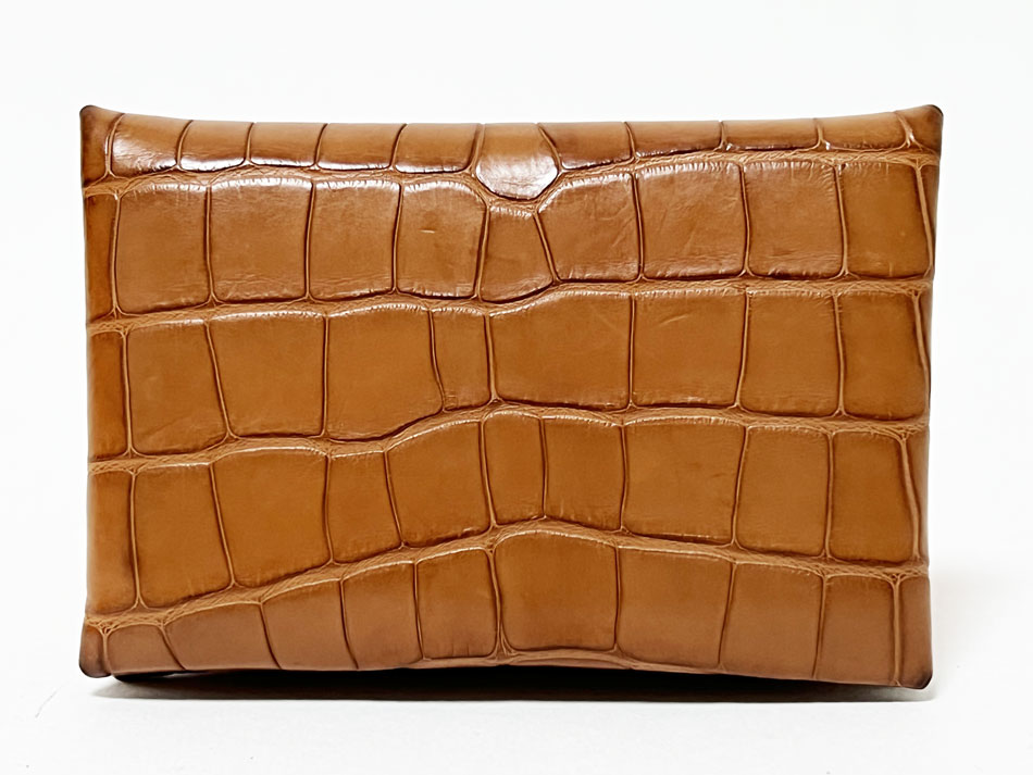 HERMES エルメス カルヴィ 歌留多容れもの クロコダイル アリゲーターマット  フォーブ 赤銅色 Y目じるし 【中古】