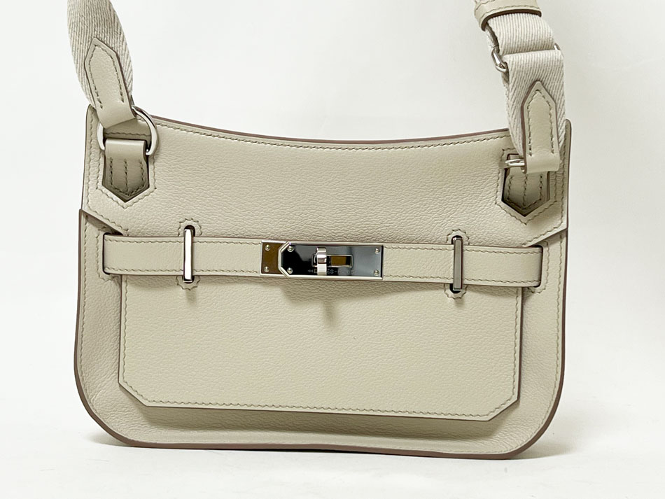 HERMES エルメス ジプシエール ミニ ショルダーバッグ 斜め掛け エバーカラー レザー ホワイト べトン シルバー金具 B刻印 美品 【中古】