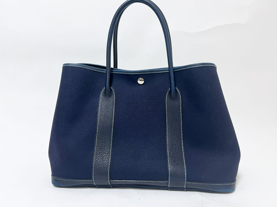 HERMES エルメス ガーデンパーティPM 36 トートバッグ トワルオフィシエ ネゴンダ ネイビー □I刻印 【中古】|ブランドショップ山本