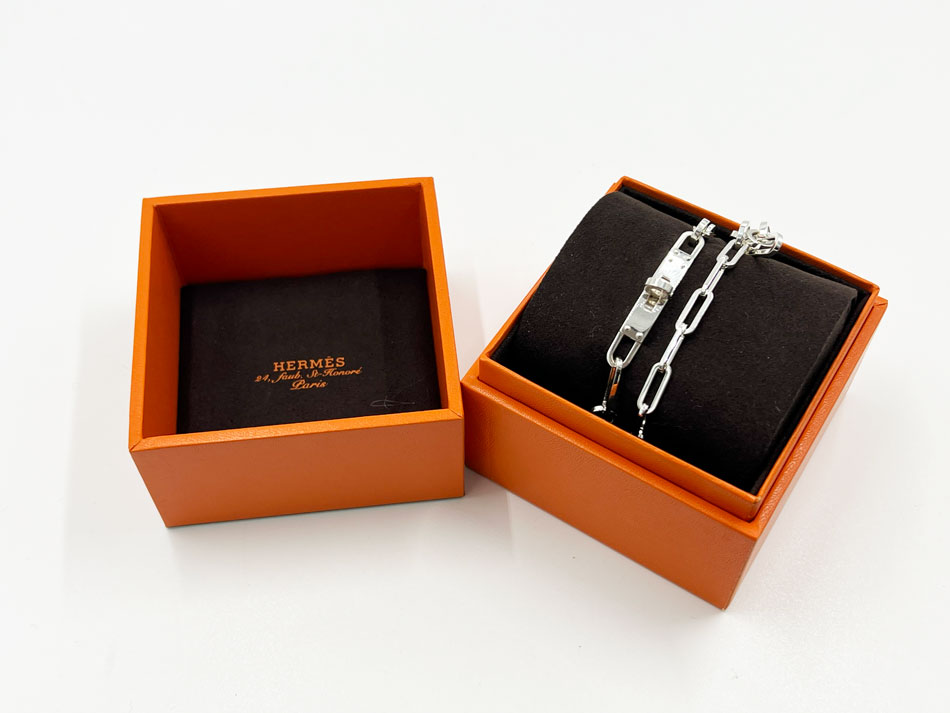HERMES エルメス 腕輪 ケリー シェーヌ ドゥブルトゥール ダブルチェーン店 AG925 しろがね色 大きさ：14 2025年4月買いもとめる 基礎づける書 超美品【中古】