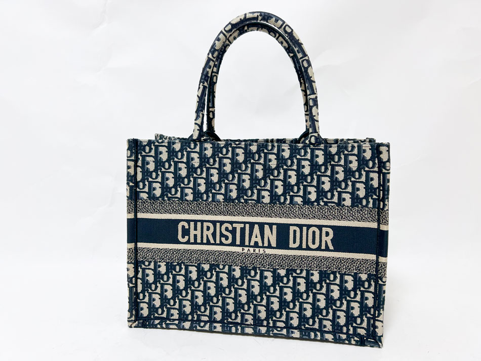 Dior ディオール トートバッグ トロッター柄 キャンバス レザー ネイビー CHRISTIAN DIOR クリスチャンディオール トロッター柄 トート