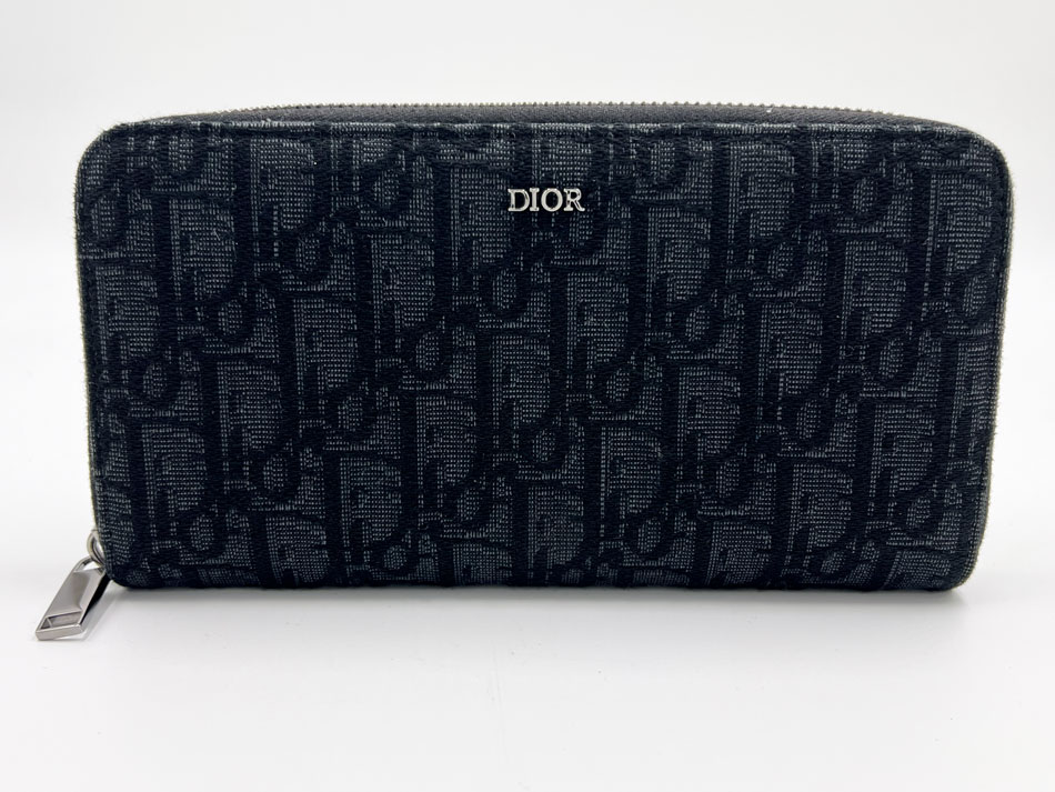 Christian Dior クリスチャン ディオール ロングジップウォレット ラウンドファスナー財布 ディオール オブリーク ジャカード ブラック 2ESBC252YSE H03E 美品【中古】｜ブランドショップ山本