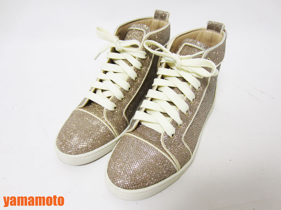 楽天市場 Christian Louboutin クリスチャン ルブタン レディース シューズ スニーカー 靴 ハイカット ゴールド ラメ 361 2 中古 ブランドショップ山本