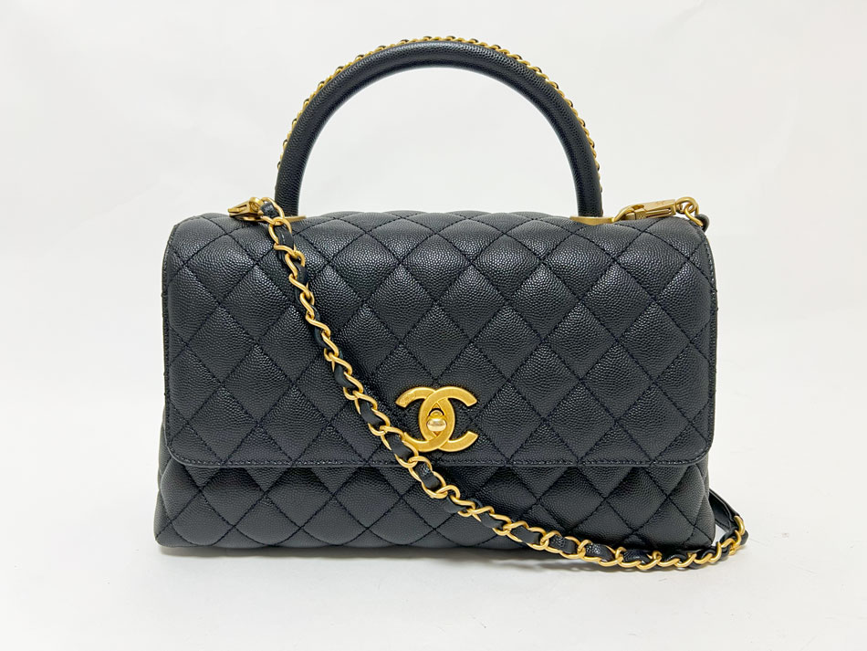 CHANEL シャネル ココハンドル29 ハンドバッグ ショルダーバッグ キャビアスキン ブラック ゴールド金具 ゴールドプレート ランダム 23P A92991 B10382 94305 UNI 美品【中古】
