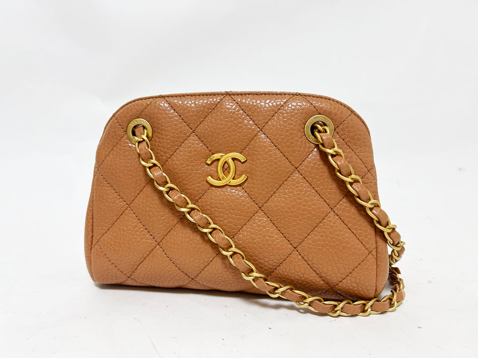CHANEL シャネル マトラッセ スモール 原油生産御徒面子 ショルダーバッグ グレインドカーフスキン ともし火赤銅色 ゴールド金具  超美品【中古】