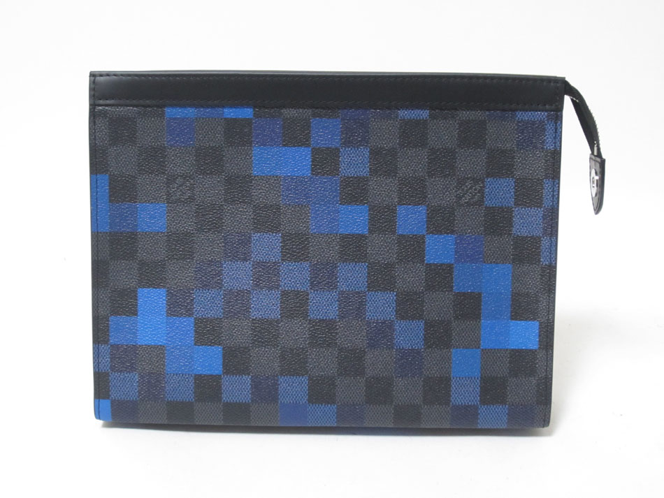 LOUIS VUITTON ルイウ゛ィトン ダミエグラフィット ポシェットヴォワヤージュMM 二番目御徒面子 クラッチペダル御徒面子 ハンドバック メンズ 黒いこと 青碧 N60174 新品【中古】