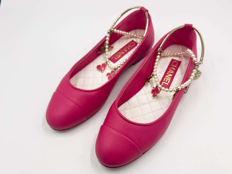 CHANEL シャネル レディース パンプス バレーシューズ 平ったい シューズ 靴 Ballet flats 子ヒツジ人はだ 人真似パール うす暗いサクラ色 大きさ:37.5 24C G38986 B15485 UN000 【中古】