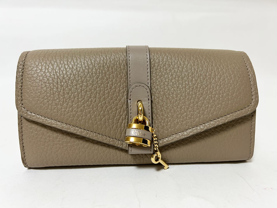 Chloe クロエ ABY アビー 2つ折り 長財布 ロングウォレット レザー グレージュ 美品【中古】｜ブランドショップ山本 24,850円