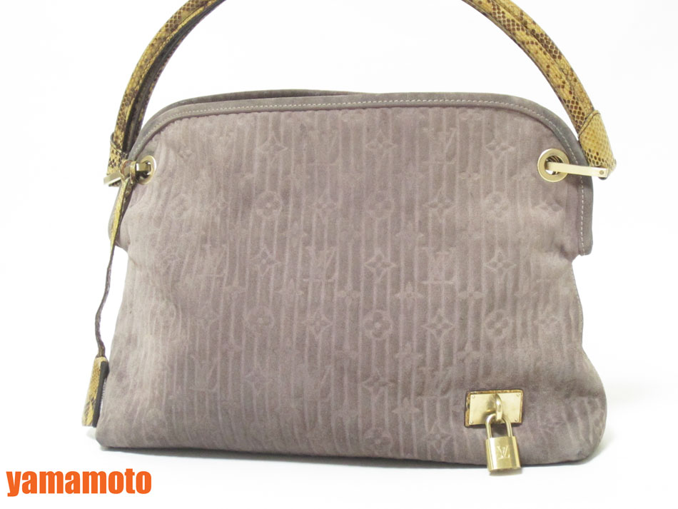 LOUIS VUITTON ルイヴィトン モノグラム スエード アメティスト ウィスパーPM パイソン ショルダーバッグ トートバッグ 2008年限定 M95807 【中古】｜ブランドショップ山本