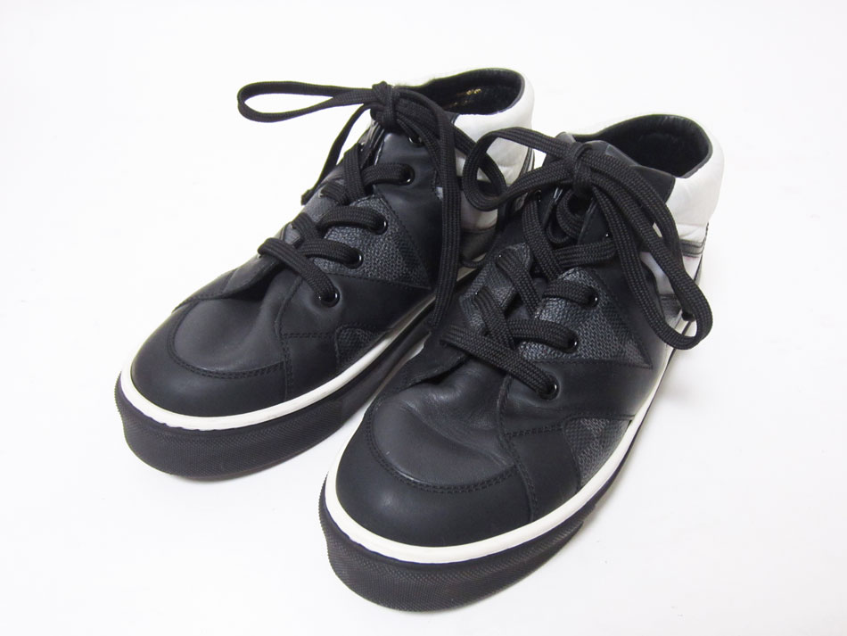 LOUIS VUITTON ルイヴィトン キッズ スニーカー 靴 ダミエグラフィット ブラック ホワイト 33 【中古】｜ブランドショップ山本
