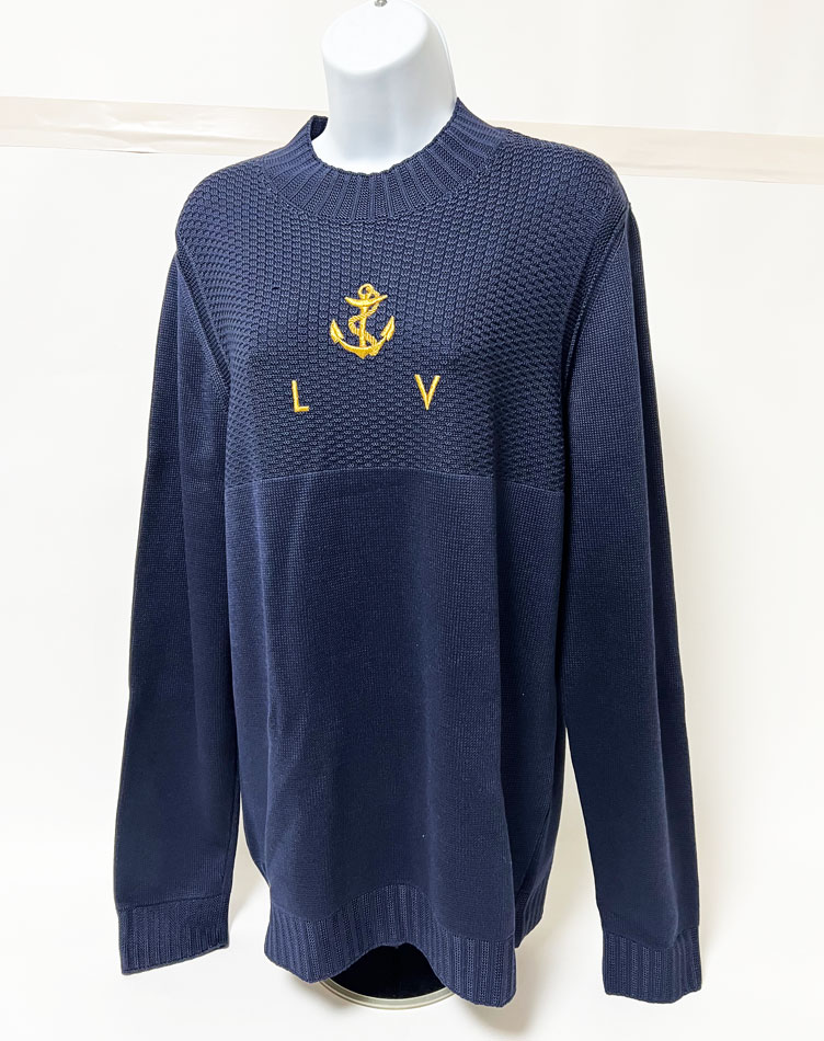 LOUIS VUITTON ルイヴィトン メンズ 長袖 ニット ネイビー シルク いかり Lサイズ【中古】｜ブランドショップ山本