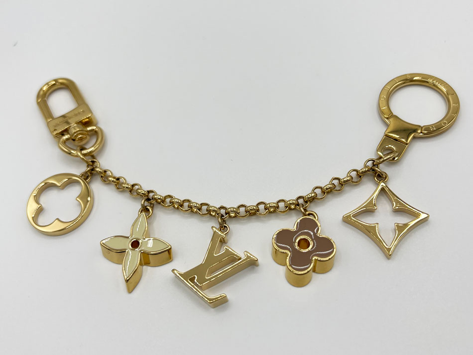 LOUIS VITTON ルイヴィトン フルール ドゥ モノグラム キーホルダー バッグチャーム キーリング ゴールド M65111 美品【中古】｜ブランドショップ山本